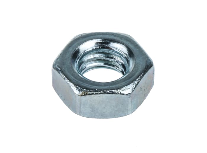 RS PRO, Bright Zinc Plated Steel Hex Nut, DIN 934, M6