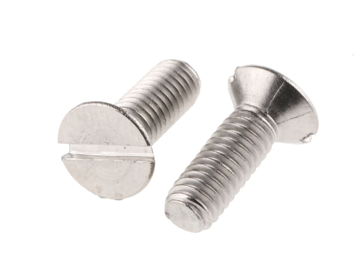 Tornillo de cabeza avellanada con huella ranurada RS PRO M4 x 12.0mm, paso de rosca 0.70mm, de Acero Inoxidable