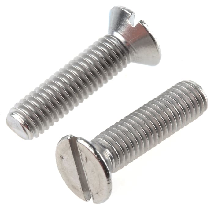 Tornillo de cabeza avellanada con huella ranurada RS PRO M5 x 20.0mm, paso de rosca 0.80mm, de Acero Inoxidable