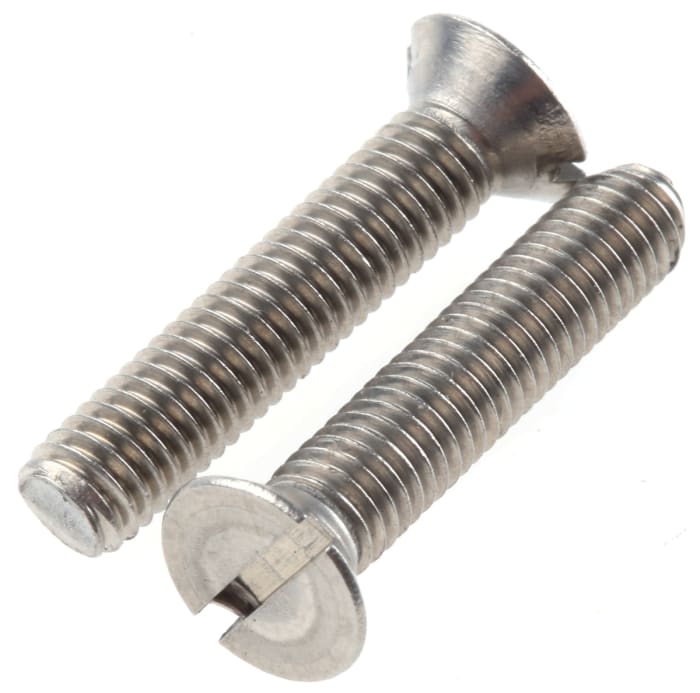 Tornillo de cabeza avellanada con huella ranurada RS PRO M5 x 25.0mm, paso de rosca 0.80mm, de Acero Inoxidable