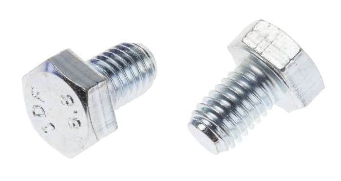 RS PRO Bright Zinc Plated Steel, Hex Bolt, M8 x 12mm