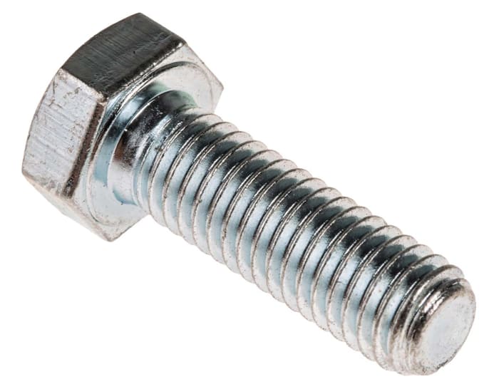 RS PRO Bright Zinc Plated Steel Hex, Hex Bolt, M8 x 25mm