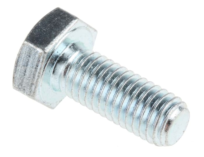 RS PRO Bright Zinc Plated Steel Hex, Hex Bolt, M10 x 25mm