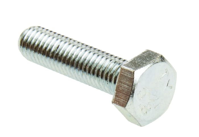 RS PRO Bright Zinc Plated Steel Hex, Hex Bolt, M10 x 40mm