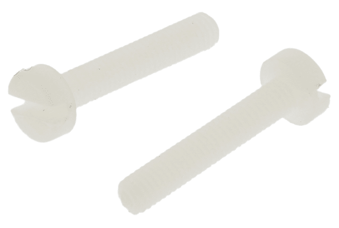 Tornillo de cabeza cilíndrica con huella ranurada RS PRO M3 x 16mm, paso de rosca 0.5mm, de Nylon