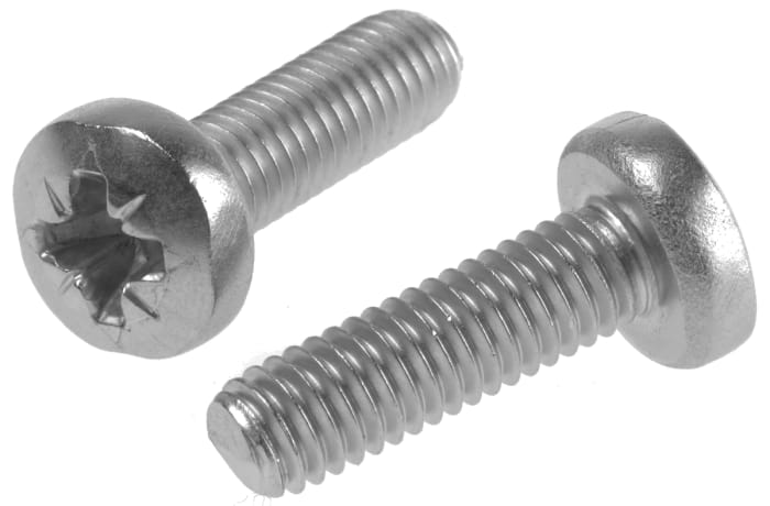 RS PRO Pozi M6 Pan A2 304 Stainless Steel Machine Screws DIN 7985 x 20.0mm