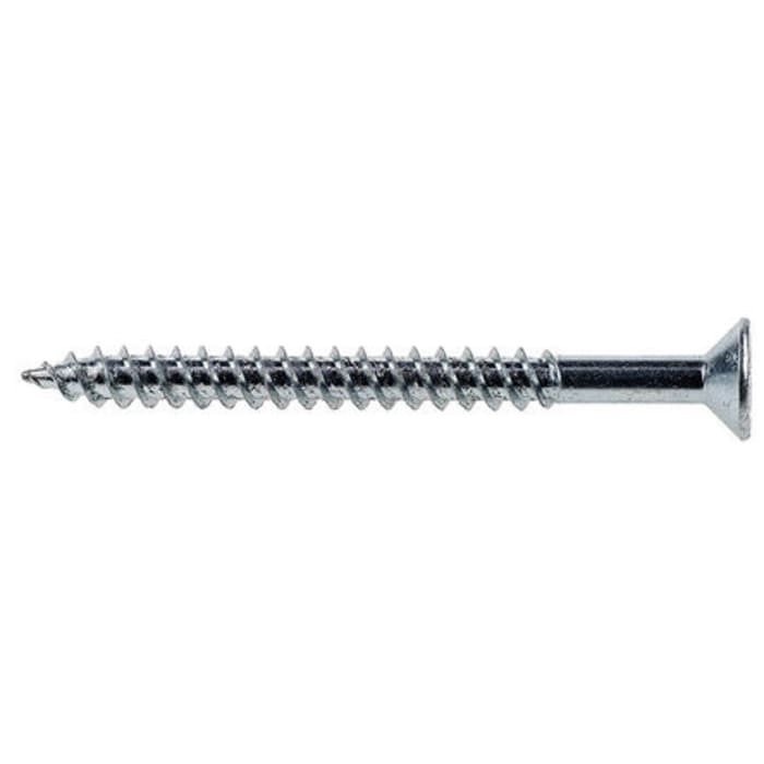 RS PRO Pozidriv Countersunk Steel Wood Screw, Bright Zinc, 8 in Thread 2 in Length