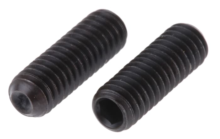 Black, Self-Colour Steel Hex Socket Set M4 x 12mm Grub Screw
