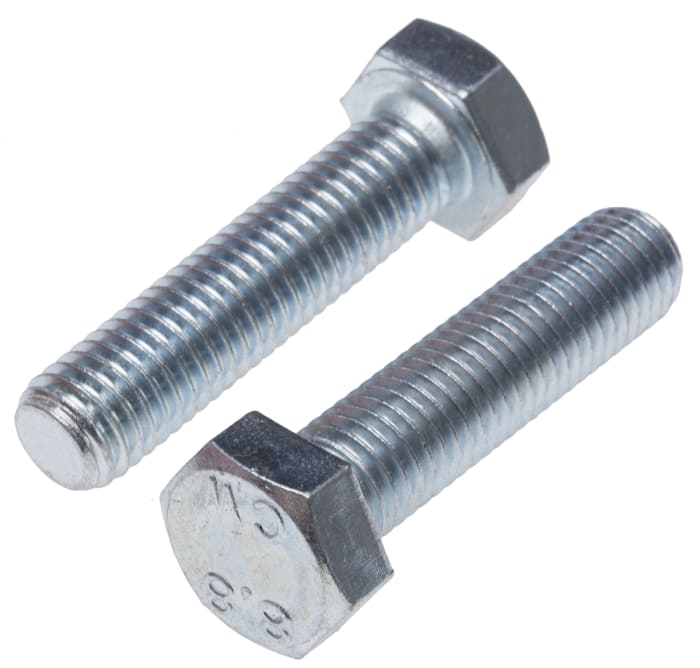 RS PRO Bright Zinc Plated Steel Hex, Hex Bolt, M12 x 60mm