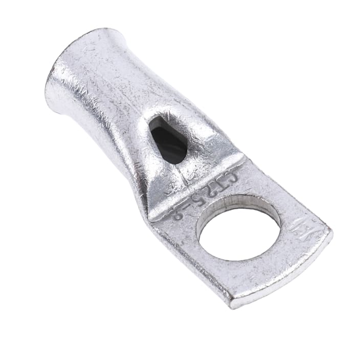 RS PRO Uninsulated Tubular Ring Terminal, M8 Stud Size to 25mm² Wire Size