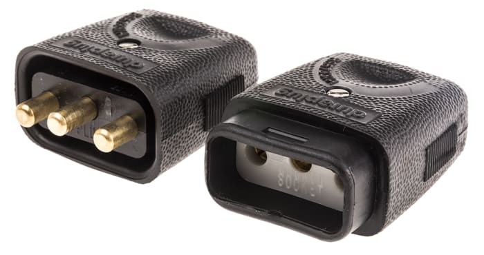 3 Pole IP44 Rating Cable Mount Female, Male Mains Inline Connector Rated At 10A