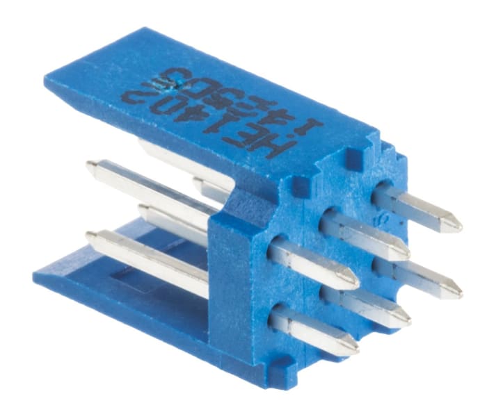 TE Connectivity AMPMODU HE14 Series Straight Through Hole PCB Header, 6 Contact(s), 2.54mm Pitch, 2 Row(s), Shrouded