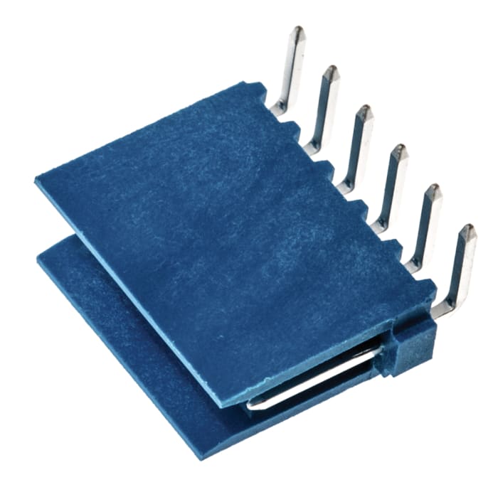 TE Connectivity AMPMODU HE14 Series Right Angle Through Hole PCB Header, 6 Contact(s), 2.54 mm Pitch, 1 Row(s), Shrouded