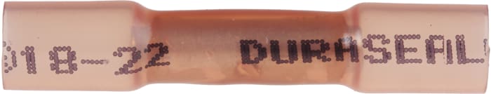 TE Connectivity, DuraSeal Butt Splice Connector, Red, Insulated, Tin 22 AWG