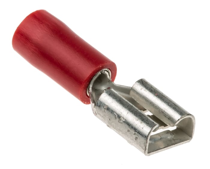 RS PRO Red Insulated Female Spade Connector, Receptacle, 6.3 x 0.8mm Tab Size, 0.5mm² to 1.5mm²