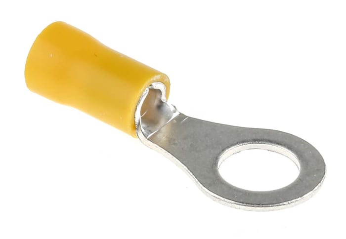 Očková koncovka, pokovení: Cín, M8, Žlutá, max. AWG: 10AWG, izolovaná, min. AWG: 12AWG, 2.5mm² -, 6mm², RS PRO