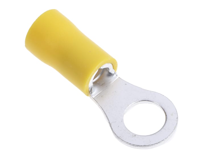 Terminal redondo aislado de Cobre RS PRO, Amarillo, Ø int. M6, sección máx. 6mm², 10AWG