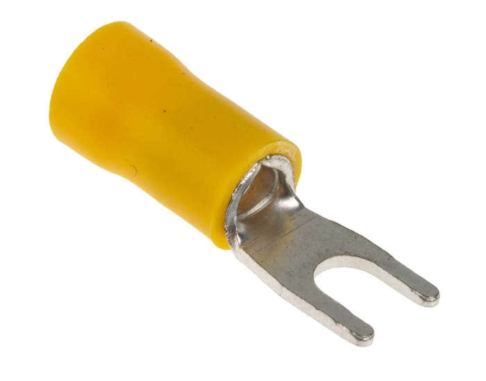 RS PRO Insulated Crimp Spade Connector, 2.5mm² to 6mm², 12AWG to 10AWG, M4 Stud Size Vinyl, Yellow