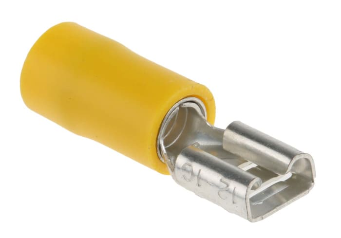 RS PRO Yellow Insulated Female Spade Connector, Receptacle, 6.3 x 0.8mm Tab Size, 2.5mm² to 6mm²