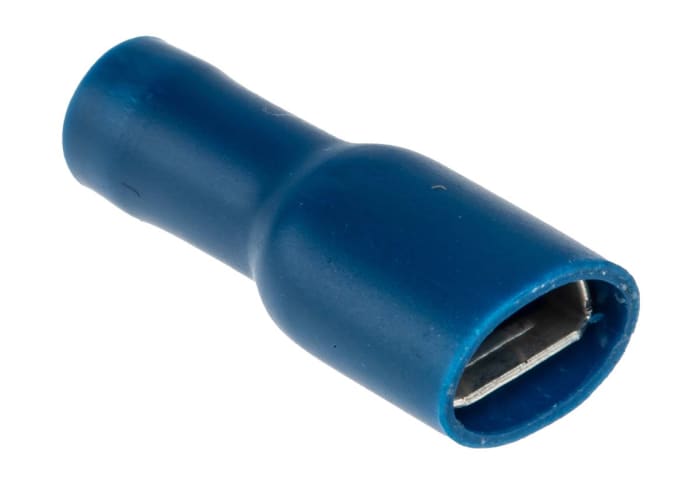 RS PRO Blue Insulated Female Spade Connector, Receptacle, 6.3 x 0.8mm Tab Size, 1.5mm² to 2.5mm²