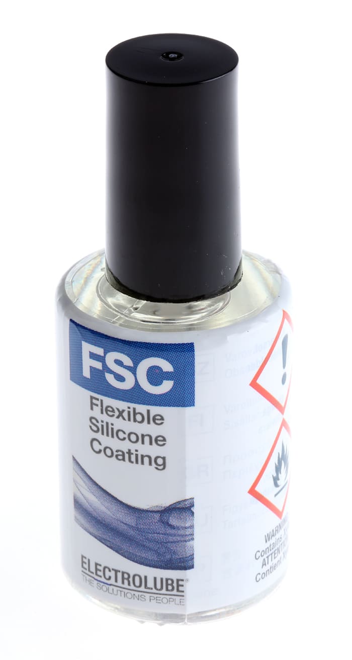 Electrolube Transparent Silicone Resin Conformal Coating, 15 ml Bottle, -50°C min, +125°C max
