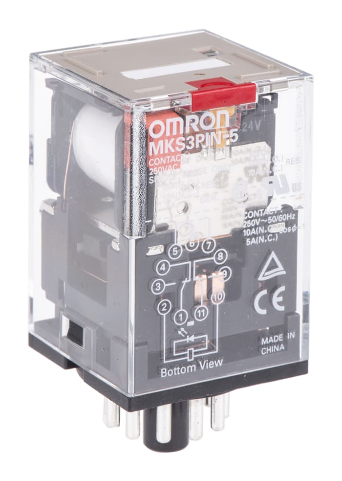 Relais Omron MKS3, 3 RT, bobine 24V c.a. Enfichable