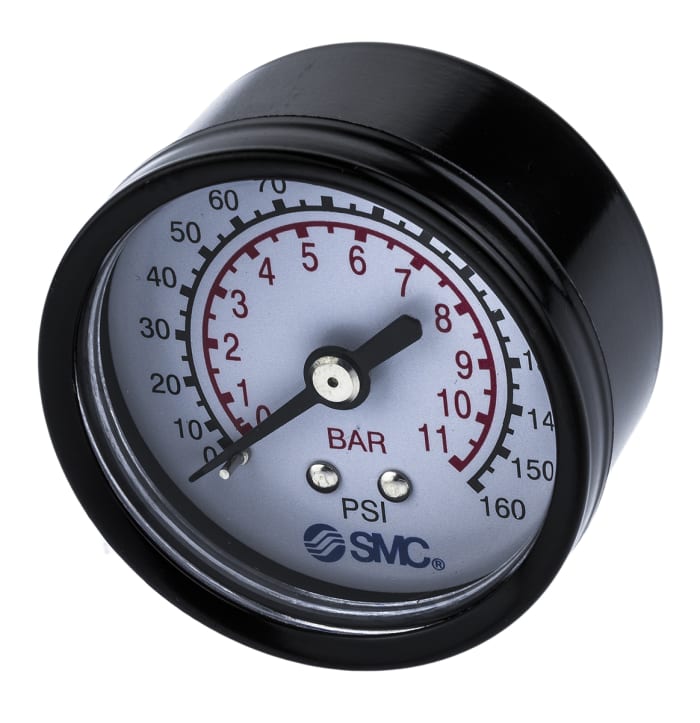 SMC G 1/4 Analogue Pressure Gauge 10bar Back Entry 50mm Outside Diameter