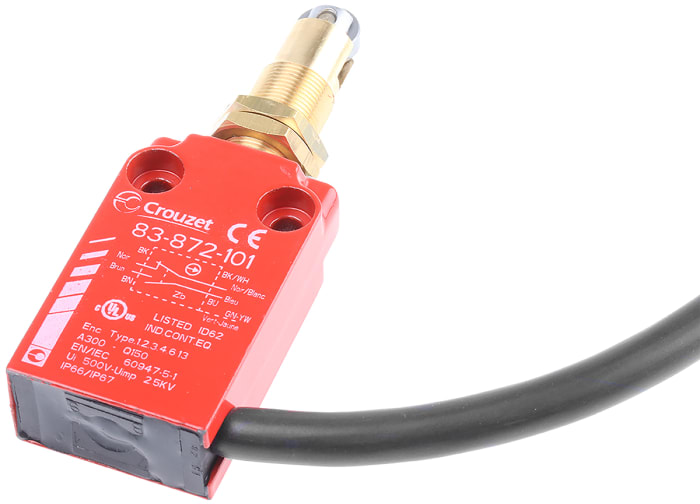Crouzet Plunger Limit Switch, NO/NC, IP66, IP67, Metal Housing, 240V ac Max, 6A Max