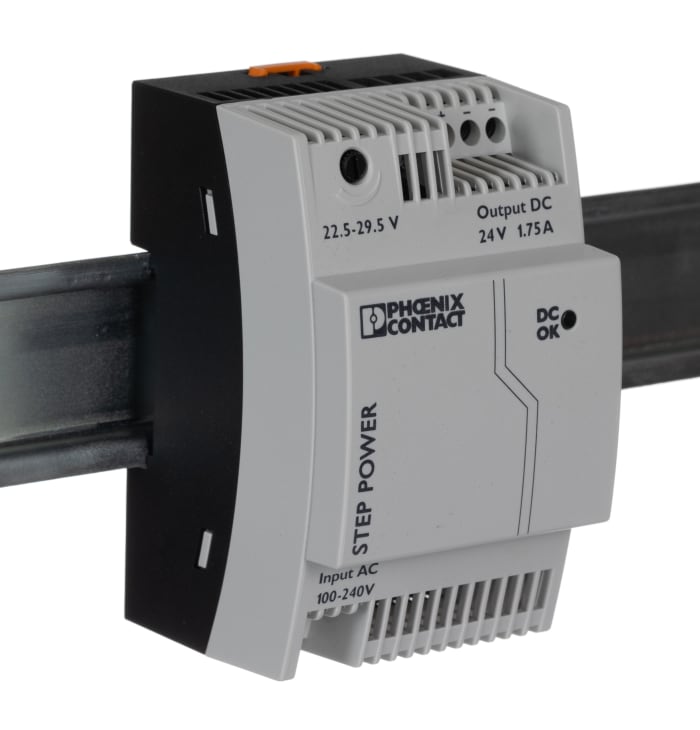 Phoenix Contact STEP POWER Switched Mode DIN Rail Power Supply, 85 → 264V ac ac Input, 24V dc dc Output, 1.75A