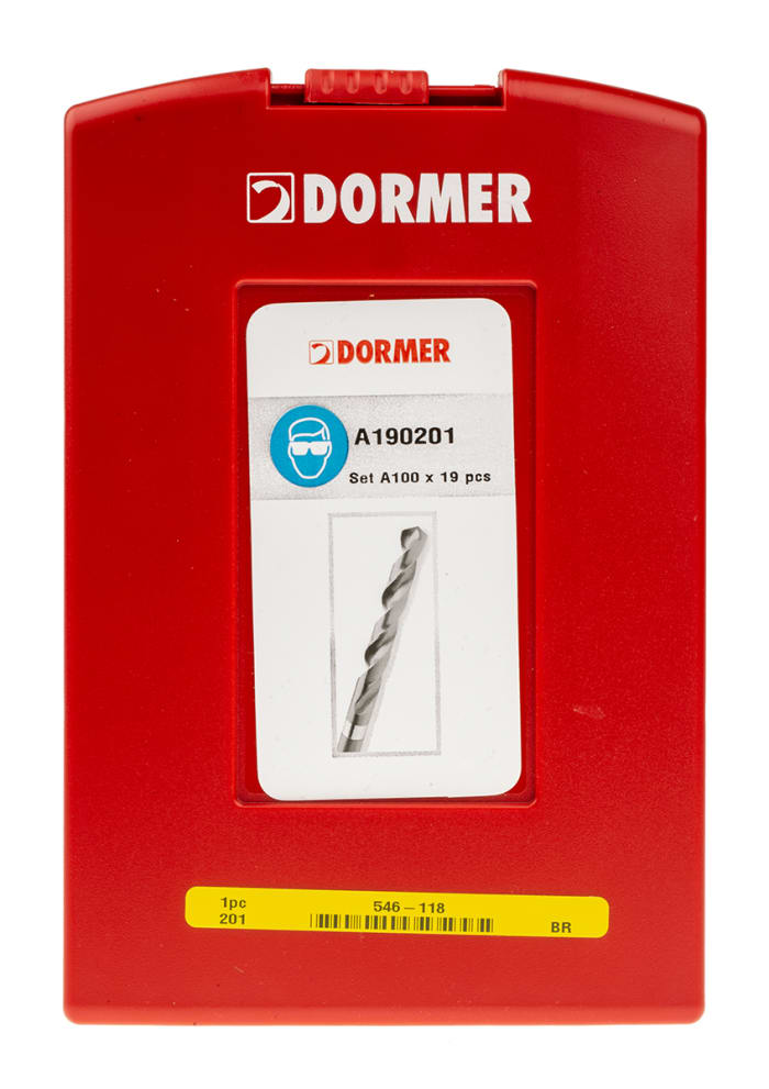 Dormer 19-Piece Twist Drill Bit Set for Multi-Material, 10mm Max, 1mm Min, HSS Bits