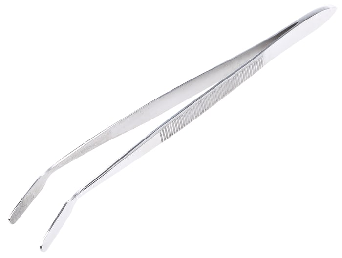 Brucelles RS PRO pointe Plat, Dentelé en  en inox, L. 150 mm