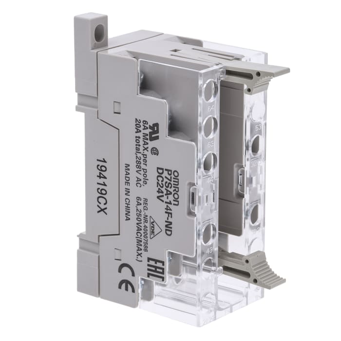 Omron P7SA 14 Pin 24V dc DIN Rail Relay Socket, for use with G7SA Series