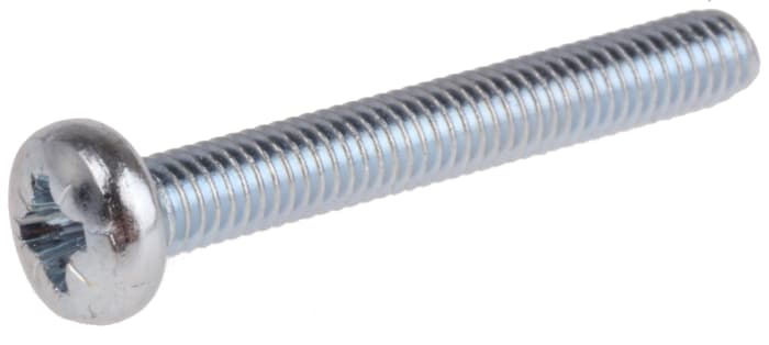 Tornillo de cabeza alomada con huella Pozi RS PRO M4 x 30.0mm, paso de rosca 0.70mm, de Acero Pasivado transparente