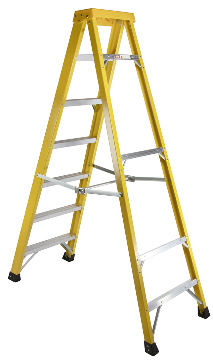 RS PRO RS PRO Fibreglass 7 steps Step Ladder, 1.9m platform height 553822 RS Components