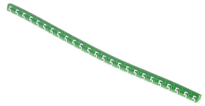 Marqueurs de câbles HellermannTyton Helagrip, Ø câble 1 → 3mm, Texte : 5, Blanc sur Vert