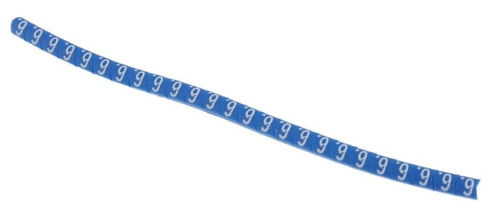HellermannTyton Helagrip Slide-On Cable Marker, White, Pre-printed "6", 3 mm Cable Blue, 1 mm Cable, 901-10350