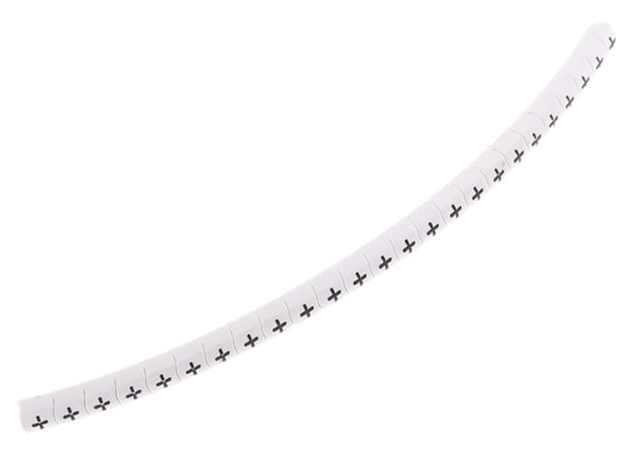 HellermannTyton Helagrip Slide On Cable Markers, Black on White, Pre-printed ""+"", 1 → 3mm Cable, 901-10354