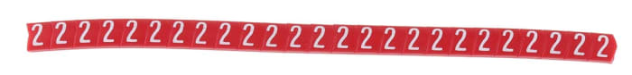 HellermannTyton Helagrip Slide On Cable Markers, White on Red, Pre-printed "2", 2 → 5mm Cable, for Cables &