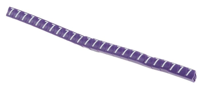 HellermannTyton Helagrip Slide On Cable Markers, White on Violet, Pre-printed ""7"", 2 → 5mm Cable, 901-10363