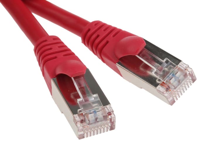 Cable Ethernet Cat5e F/UTP RS PRO de color Rojo, long. 0.5m, funda de PVC