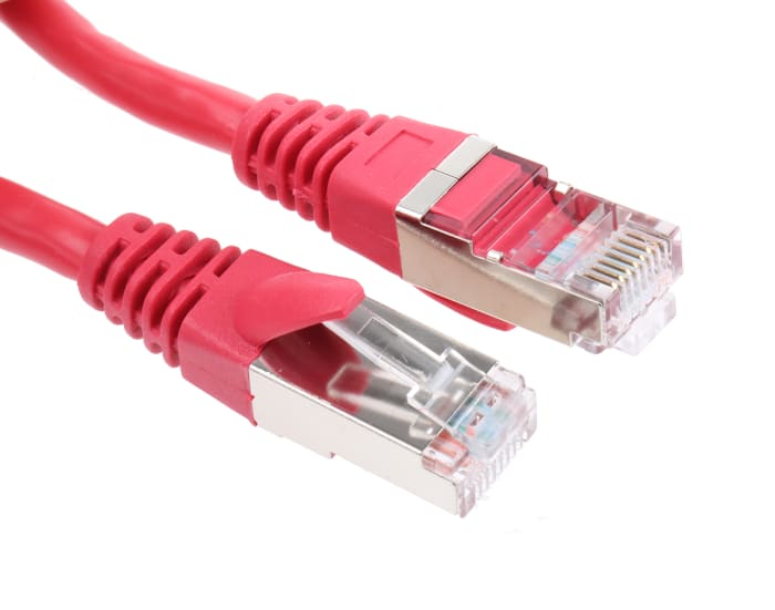 RS PRO, 2m Cat5e, Red RJ45 to Male RJ45 Male, F/UTP Shielded, Terminated PVC Sheath