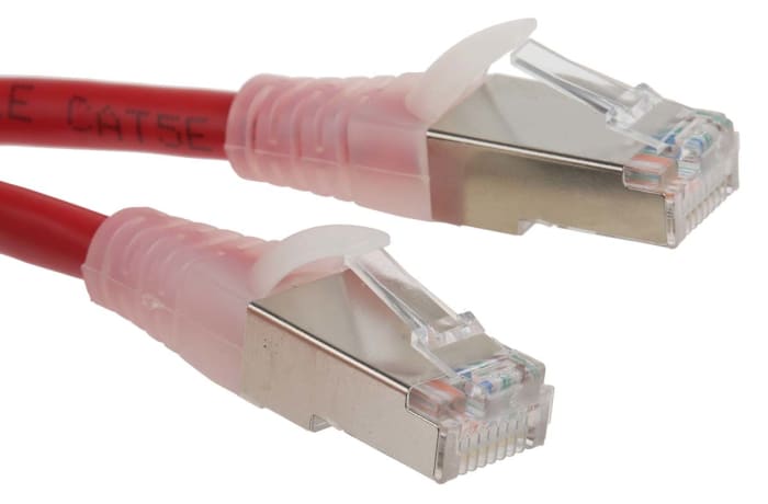 RS PRO, 5m Cat5e, Red RJ45 to Male RJ45 Male, F/UTP Shielded, Terminated PVC Sheath