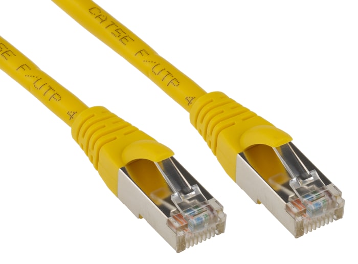 RS PRO, 1m Cat5e, Yellow RJ45 to Male RJ45 Male, F/UTP Shielded, Terminated PVC Sheath