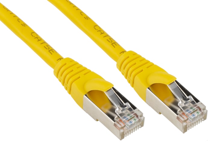 RS PRO, 3m Cat5e, Yellow RJ45 to Male RJ45 Male, F/UTP Shielded, Terminated PVC Sheath