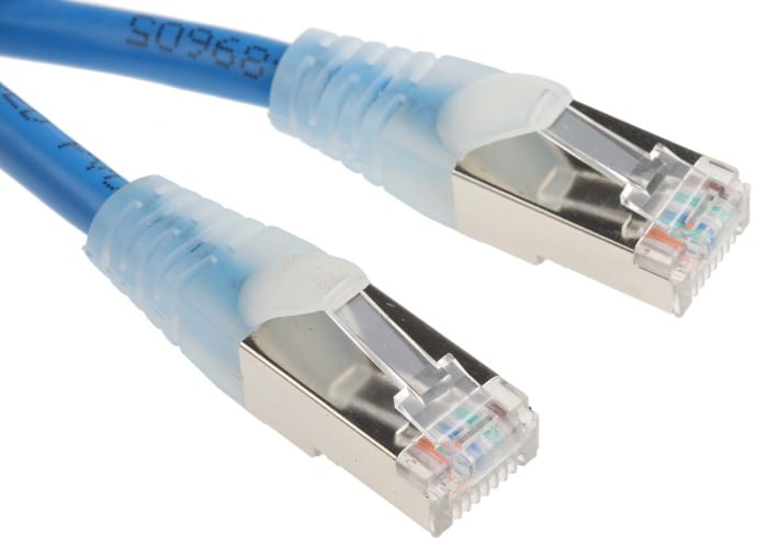 RS PRO, 0.5m Cat5e, Blue RJ45 to Male RJ45 Male, F/UTP Shielded, Terminated PVC Sheath