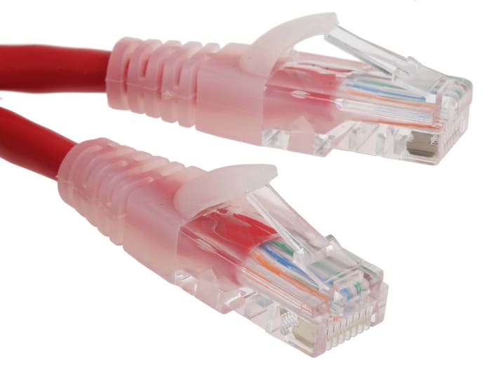 RS PRO, 3m Cat5e, Red RJ45 to Male RJ45 Male, U/UTP Unshielded, Terminated PVC Sheath