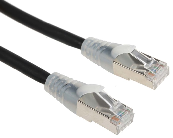 RS PRO, 1m Cat6, Black RJ45 to Male RJ45 Male, F/UTP Shielded, Terminated LSZH Sheath