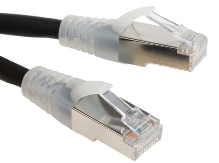 RS PRO, 2m Cat6, Black RJ45 to Male RJ45 Male, F/UTP Shielded, Terminated LSZH Sheath