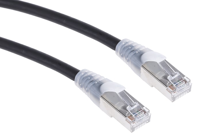 RS PRO, 3m Cat6, Black RJ45 to Male RJ45 Male, F/UTP Shielded, Terminated LSZH Sheath