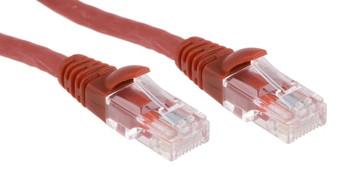 RS PRO, 0.5m Cat5e, Red RJ45 to Male RJ45 Male, U/UTP Unshielded, Terminated LSZH Sheath